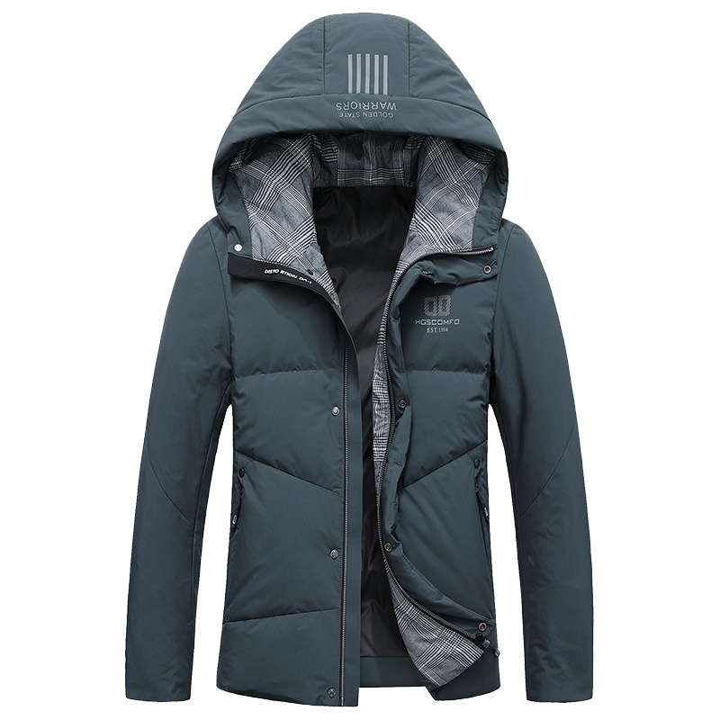 雅鹿反季连帽羽绒服男士正品冬季修身保暖短款白鸭绒冬装外套男A