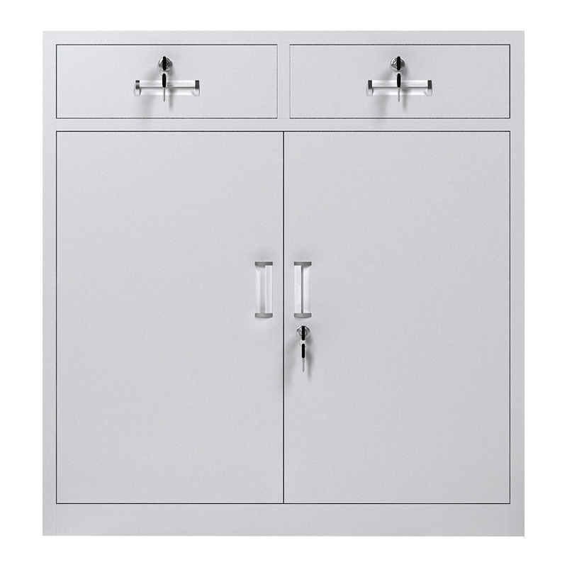 阿拉贡中二斗矮柜文件柜铁皮柜茶水柜半截多层抽屉带锁对开门工具资料柜