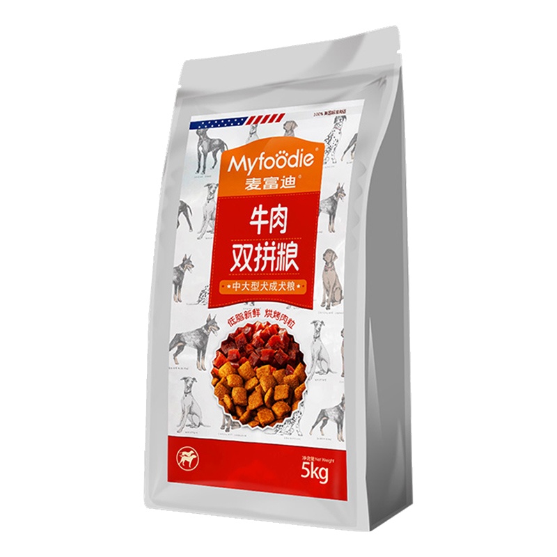 麦富迪牛肉双拼粮5kg通用型狗粮10斤金毛拉布拉多中大型成犬粮