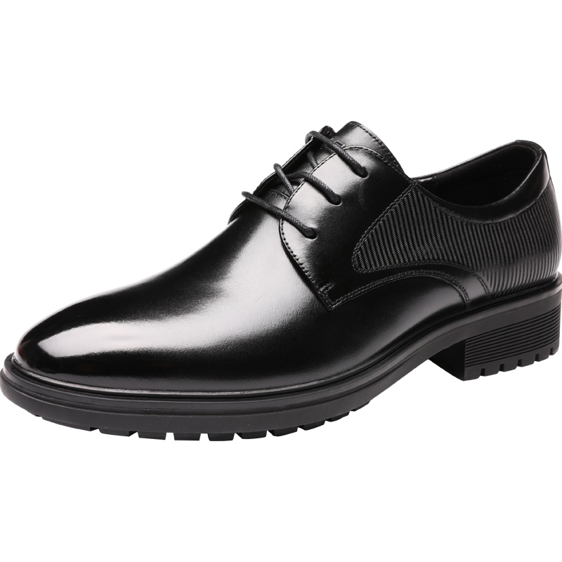 红蜻蜓男鞋秋季新款真皮英伦商务休闲皮鞋尖头系带厚底正装鞋