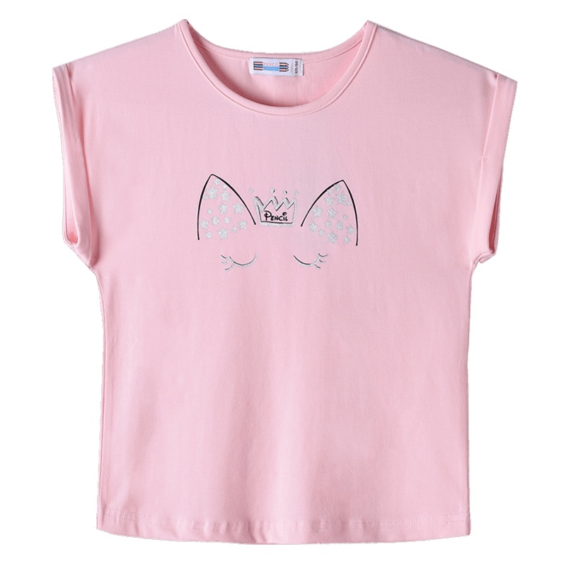 铅笔俱乐部童装2020夏装新款女童圆领T恤中大童休闲上衣儿童短袖