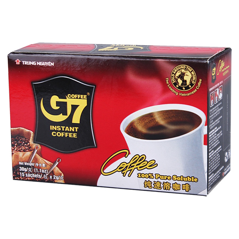 越南进口中原G7 coffee纯黑咖啡速溶纯咖啡无奶30g盒袋装