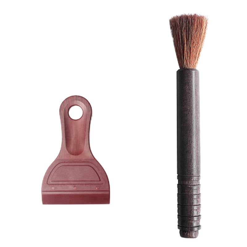 养壶扫茶笔茶刷套装扫水茶盘刷不掉毛功夫茶具茶道刮水毛刷子清理|小号木纹扫+小号黑檀圆头笔