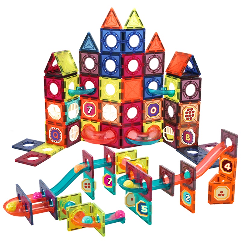 ZeusHera优赫90片轨道彩窗磁力片儿童玩具拼插积木男孩女孩彩窗磁性百变提拉建构片男孩女孩玩具