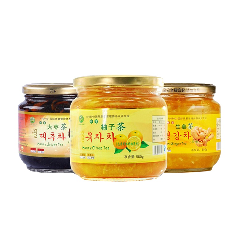 【中华特色】华容馆 楚天碧玉 蜂蜜柚子茶580g+大枣茶550g+生姜茶550g水果茶套餐