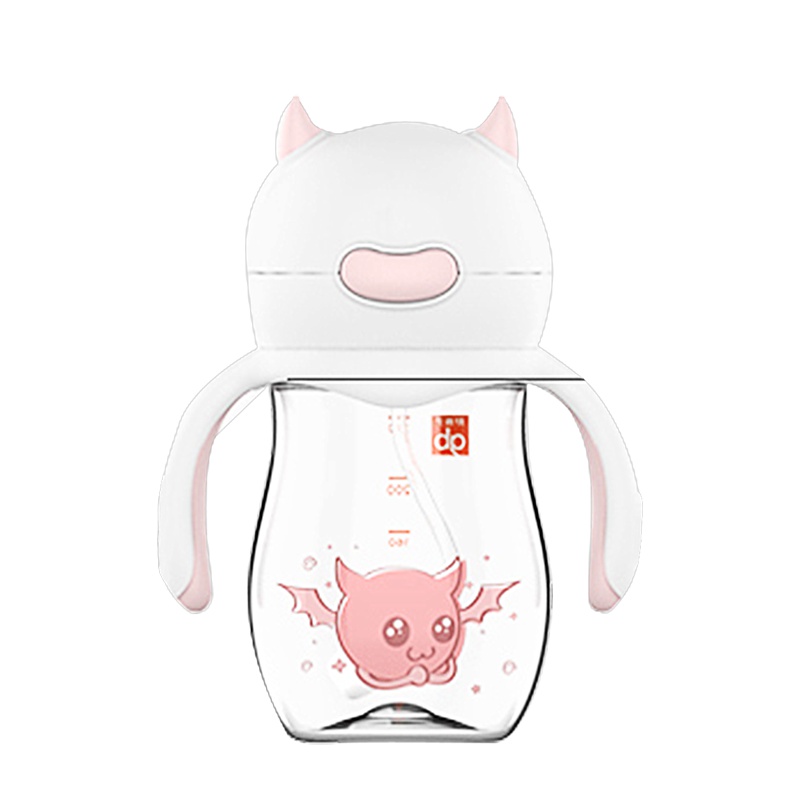 好孩子gb天使饿魔TRITAN吸管训练杯带握把带重力球240ml 粉色 适合9个月以上宝宝