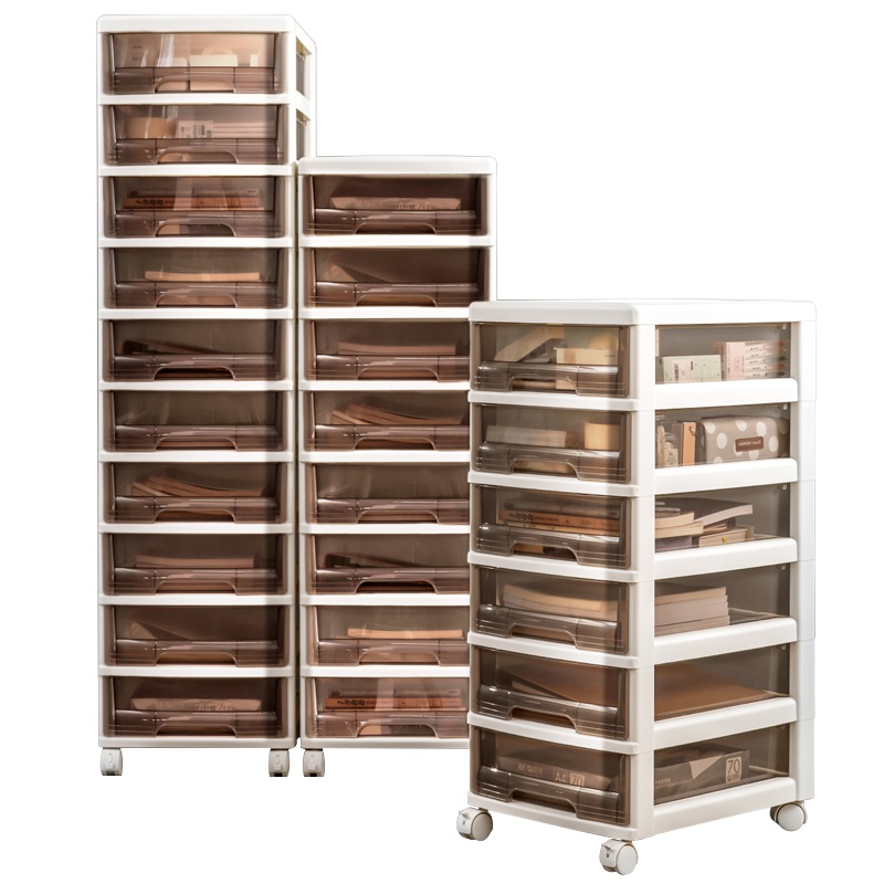 JEKO&JEKO 透明文件整理柜美甲收纳柜子抽屉式多层可移动办公室置物架塑料箱