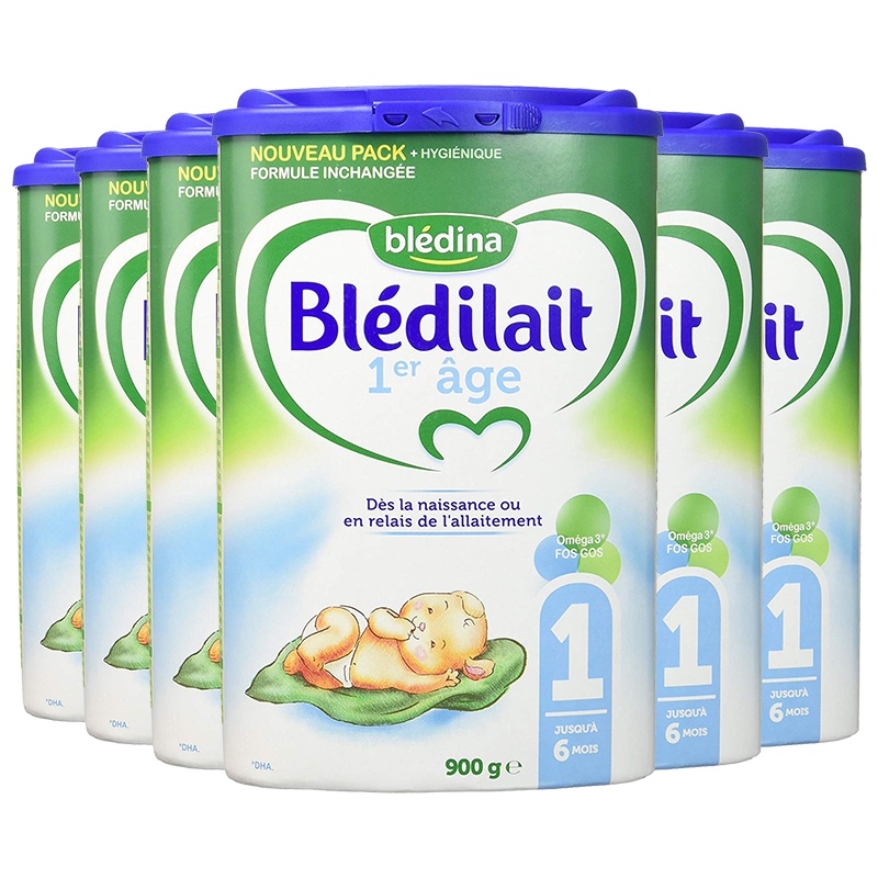 法国进口 贝乐蒂Bledina 1段奶粉 经典配方奶粉0-6个月900g*6罐装