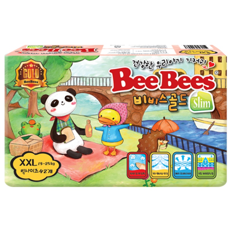 [韩国金贝柔]BeeBees铂金超薄透气干爽婴儿纸尿裤宝宝尿不湿XXL