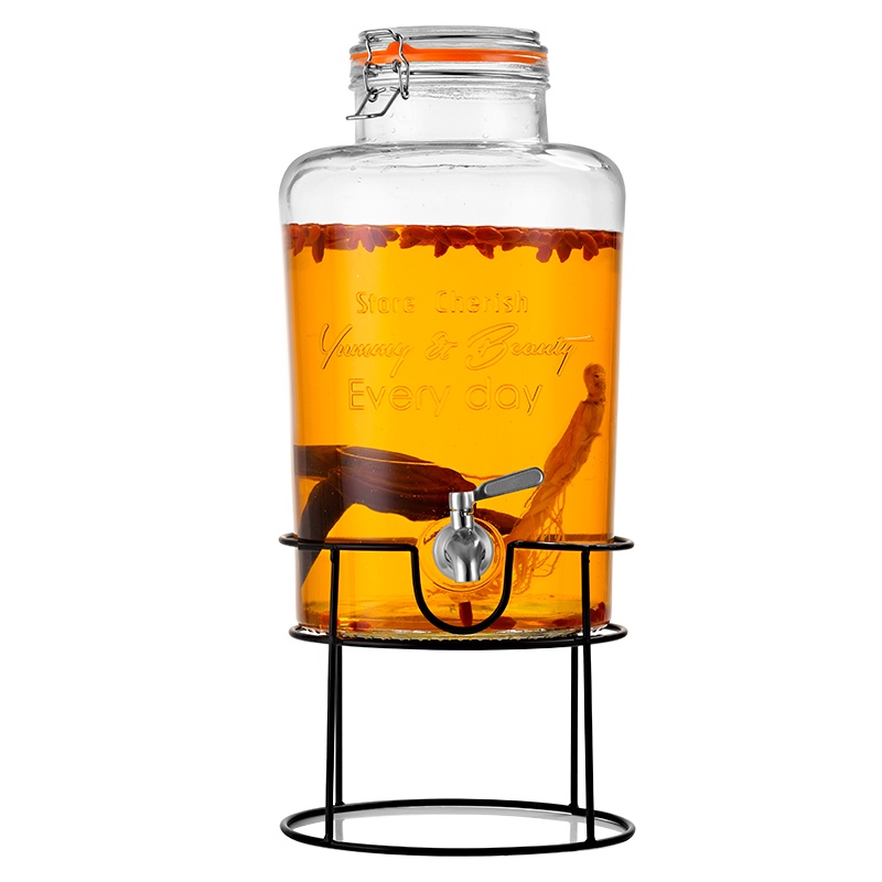 喜碧泡酒玻璃瓶带龙头密封泡酒罐专用16斤药酒瓶家用酿酒带盖酵素不锈钢龙头+底座 单支装