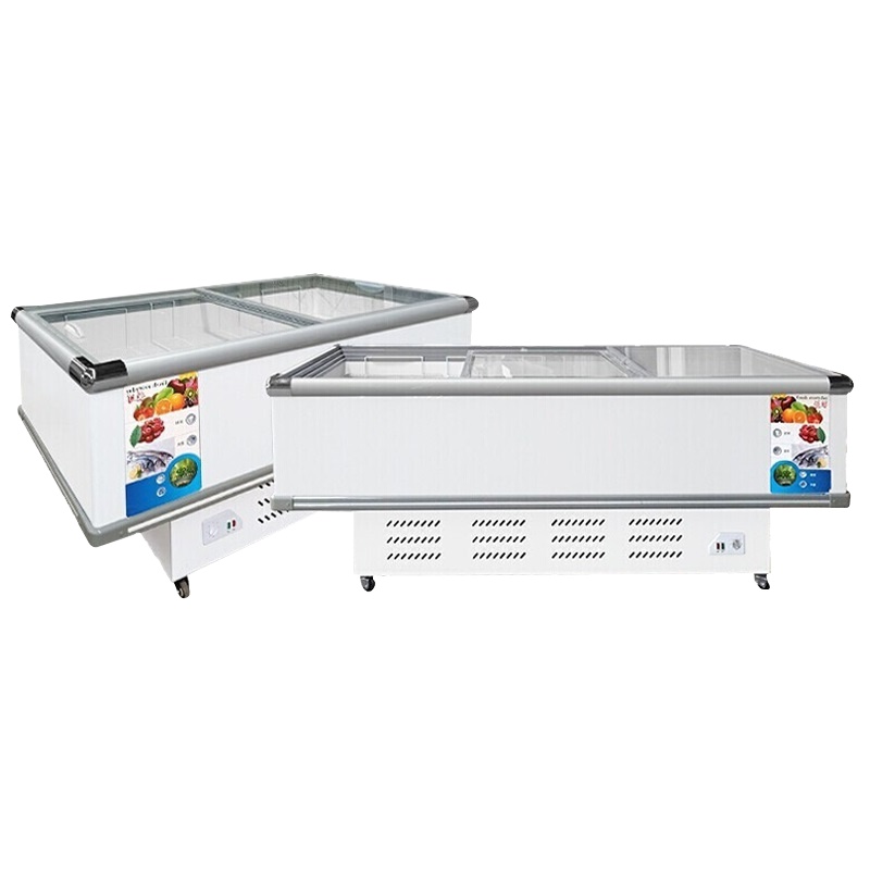 lecon/乐创 平岛柜卧式冰柜点菜柜展示柜冷藏商用保鲜柜雪糕肉类速冻冷冻柜烧烤配菜柜海鲜柜 2.5双压缩机 全冷冻