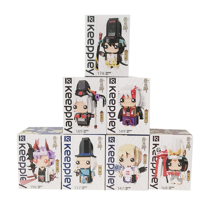 keeppley阴阳师鬼切方头仔积木拼装小颗粒益智手办潮儿童玩具启蒙拼插组装