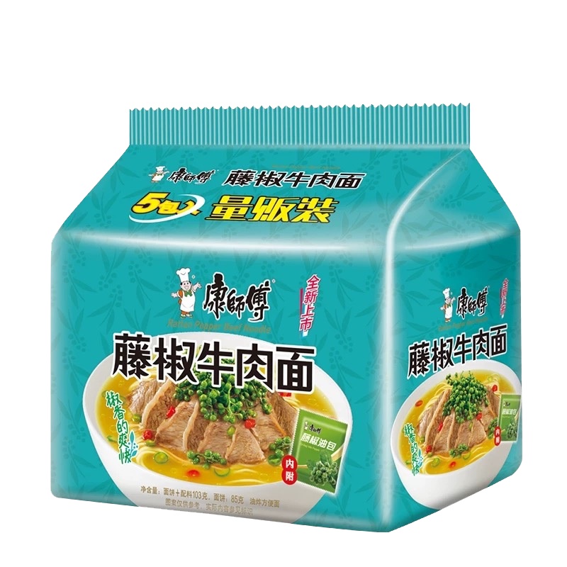 康师傅藤椒牛肉五包96g*5