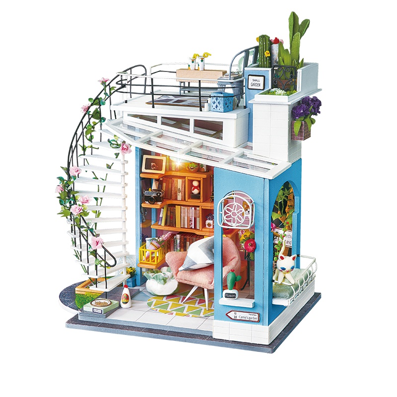 若态若来diy双层小屋 手工制作拼装小房子模型玩具创意拼插拼图艺术屋男生女生生日礼物 DG12朵拉的马卡龙天台