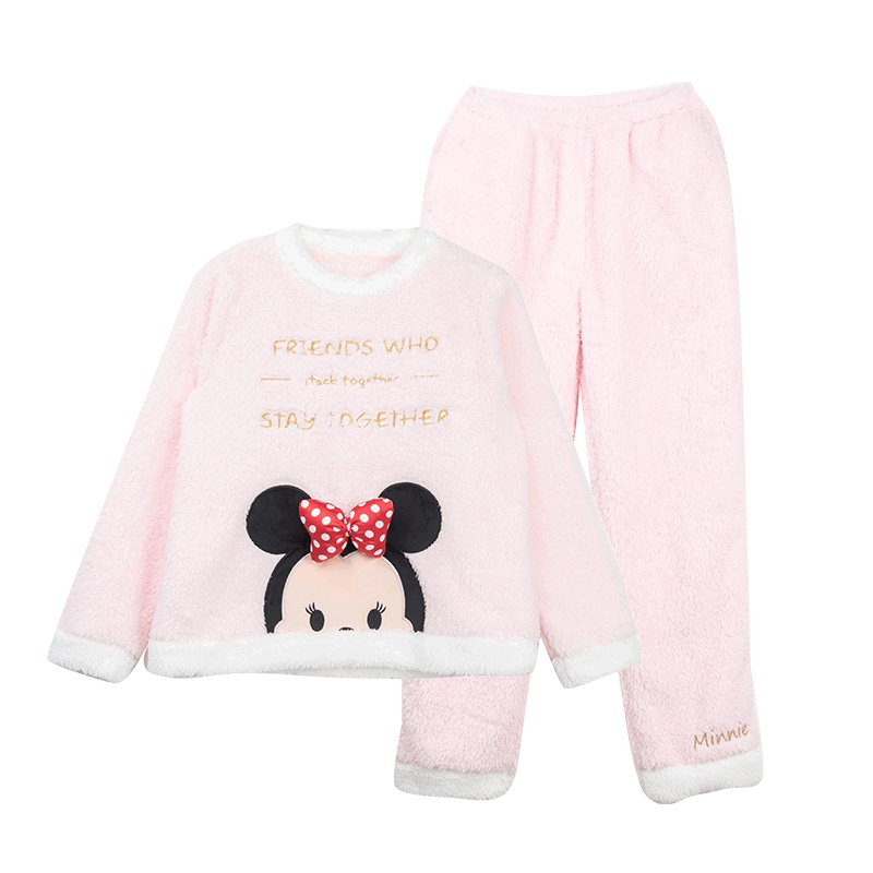 【商场同款】阪织屋迪士尼睡衣女冬可爱加绒加厚款家居服套装米奇女士睡衣