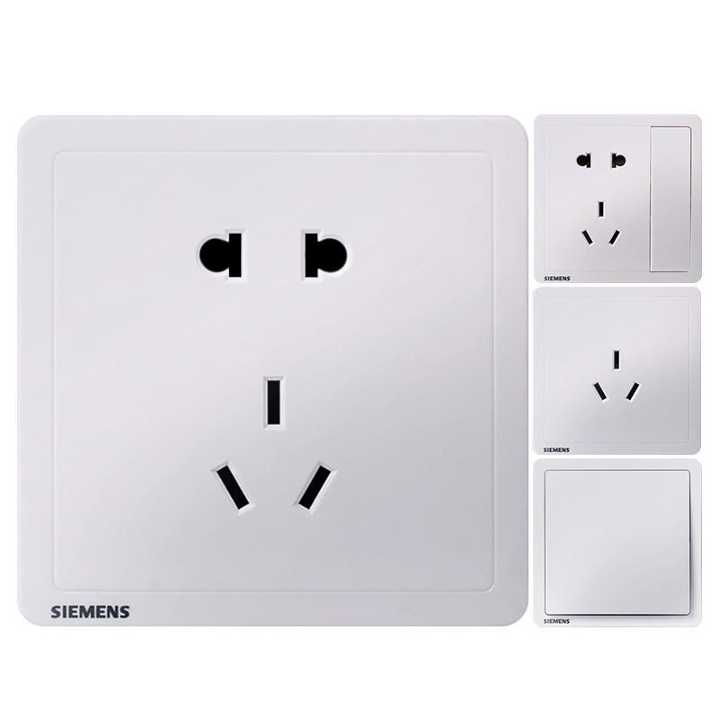 自营旗舰店 西门子(SIEMENS)开关插座面板致典雅白86型五孔USB空调16A 电源插座 五孔