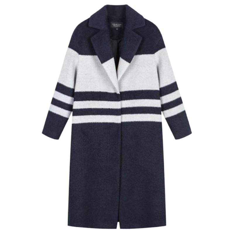 7M毛呢宽松韩版赫本风大衣女中长款春季装新款小个子呢子外套女70009497