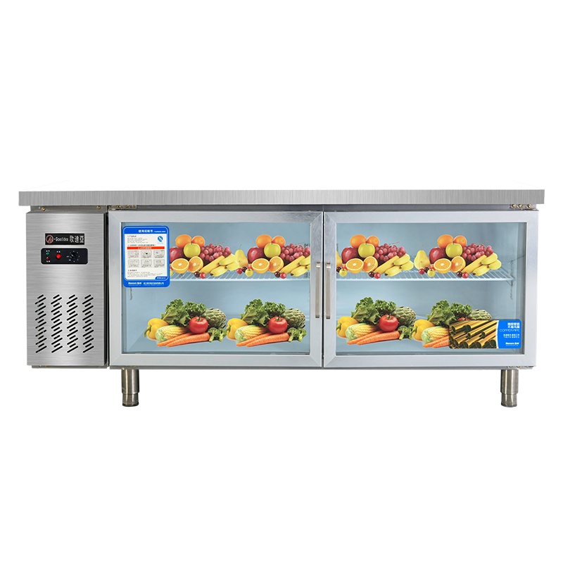 歌迪亚PLR-18B2 1.8米单温冰箱 冷藏玻璃门工作台商用冰箱 酒店厨房操作台平冷冰柜冷柜大容量水吧台奶茶店设备