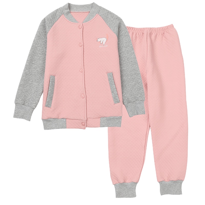 红豆童装儿童加厚家居服三层空气夹棉中大童秋冬睡衣套装