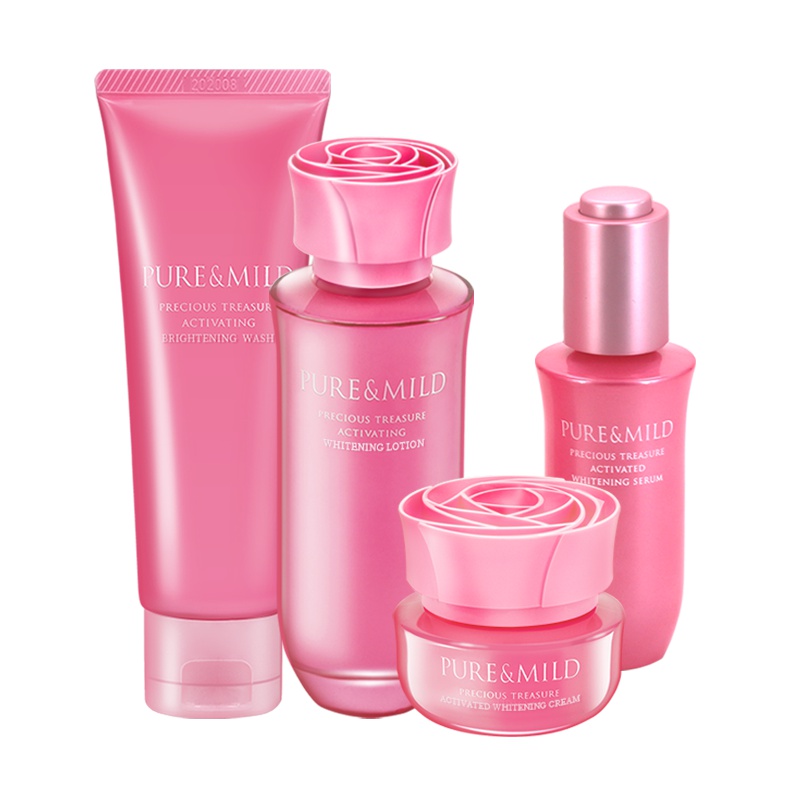 泊美水乳套装鲜纯多效生机耀白洁面膏精华液修颜霜保湿补水滋润美,白淡斑洗面奶护肤品官方旗舰店专柜正品