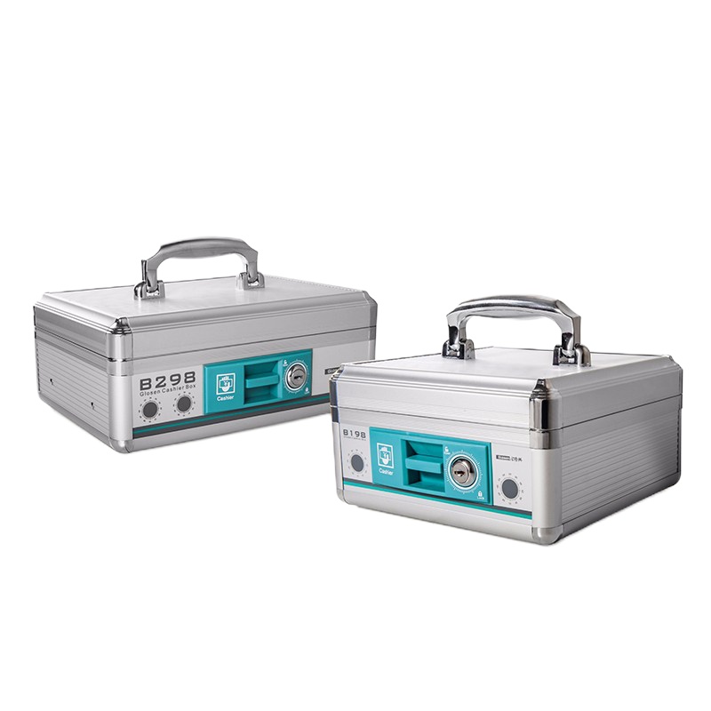 金隆兴(Glosen)收银箱钱箱手提金库收银机一体箱收款箱铝合金带锁安全保密 B298