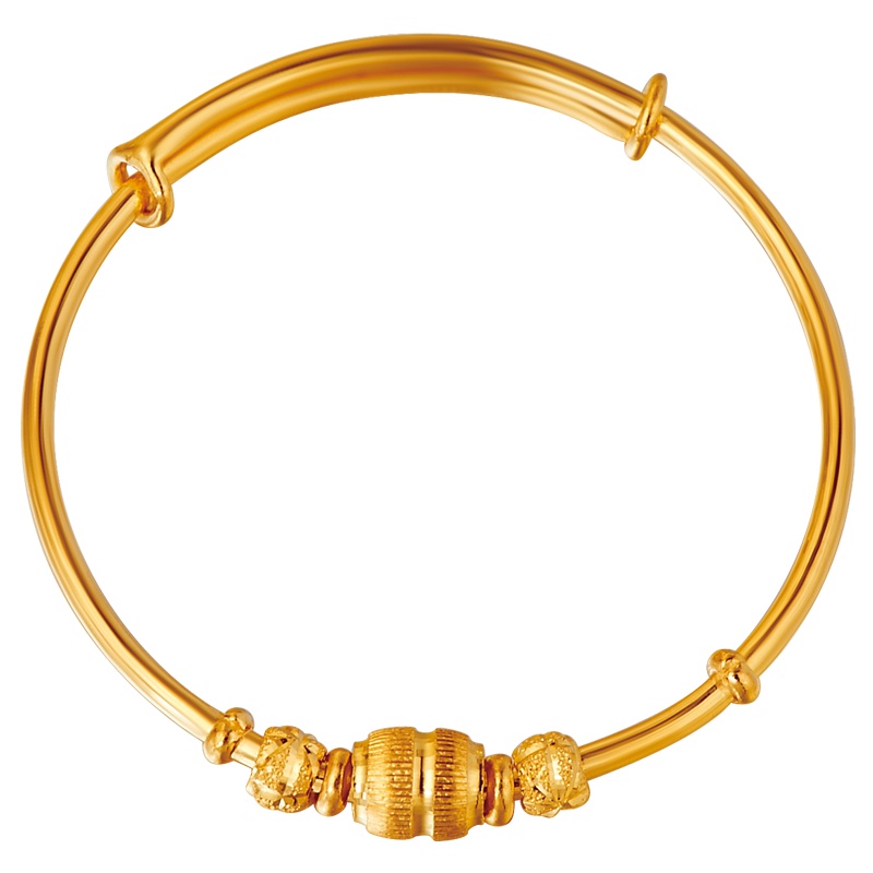 周大福珠宝儿童首饰宝宝足金黄金手镯计价（工费68元）F217676