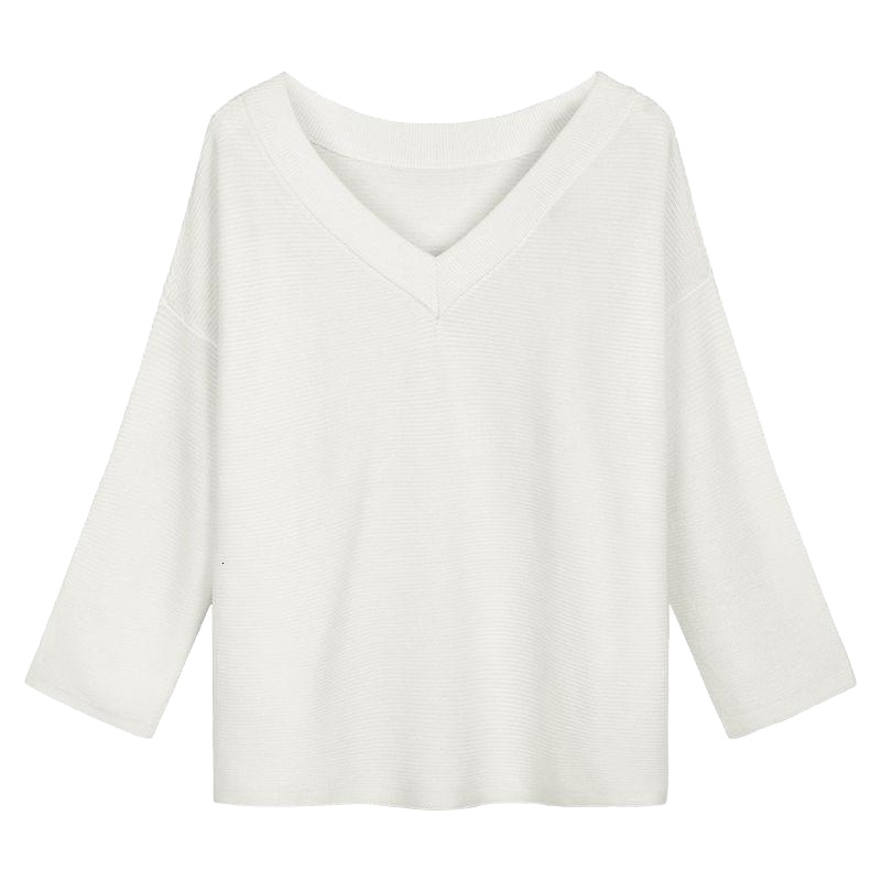 上新拉夏贝尔秋冬新款套头毛衣低领上衣宽松白色百搭毛针织衫10017285