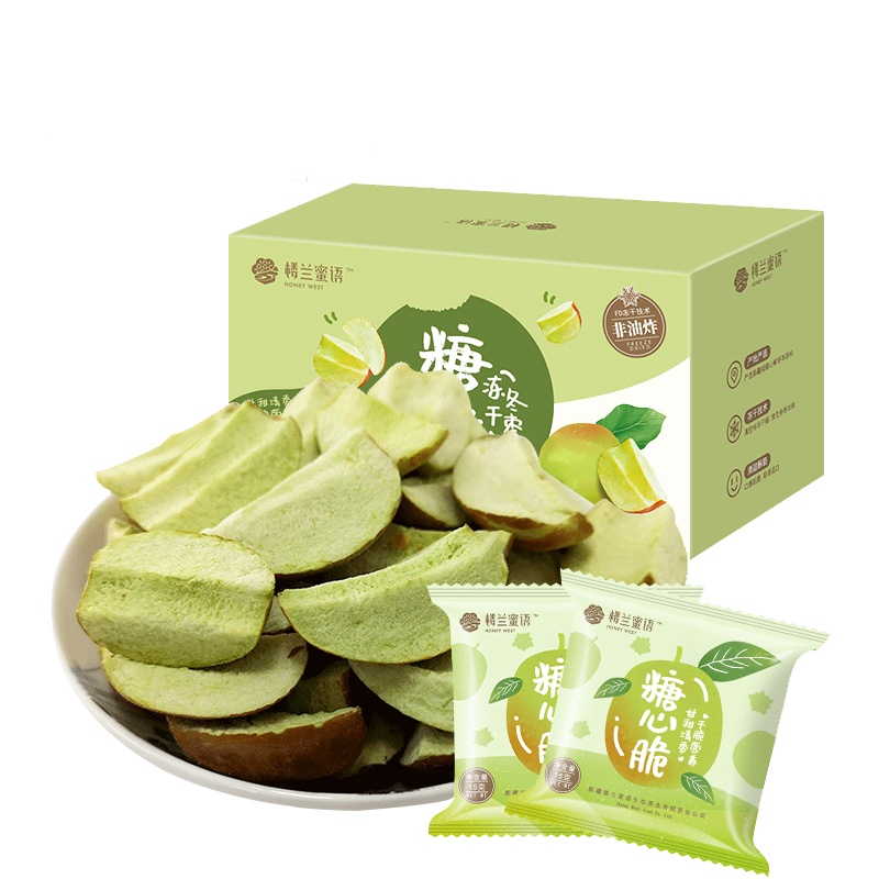 楼兰蜜语糖心脆150g/箱(15g*10袋) 香酥脆枣 冻干冬枣片 新疆特产绿糖心冬枣冻干脆片 红枣干 休闲零食品