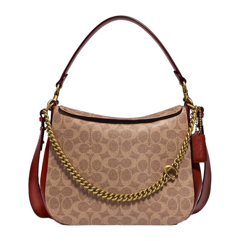 Coach 蔻驰 女士米色印花链条配饰手提包 89177B4NQ4