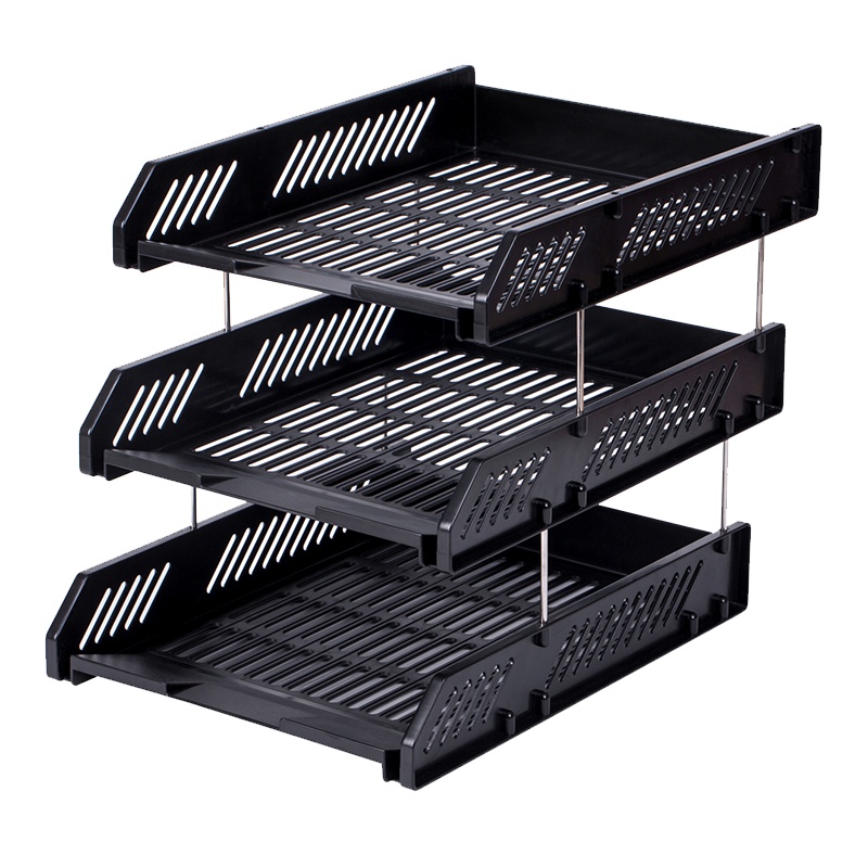 得力(deli)9209书架简易桌上文件架子多层办公用品桌面文件收纳资料架三色可选单个装