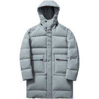 千纸鹤连帽羽绒服中长款2019冬装纯色青年加厚保暖外套男潮60212