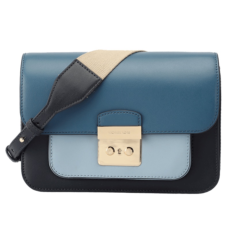 MICHAEL KORS迈克·科尔斯mk女包奢侈品欧美时尚拼色真皮横款MK斜挎包 女
