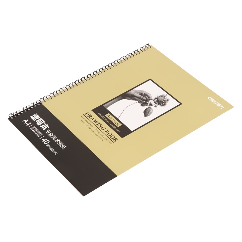 得力 7697 B5/40张美术专用速写本素描本 侧翻学生绘画本*10本装 黄色