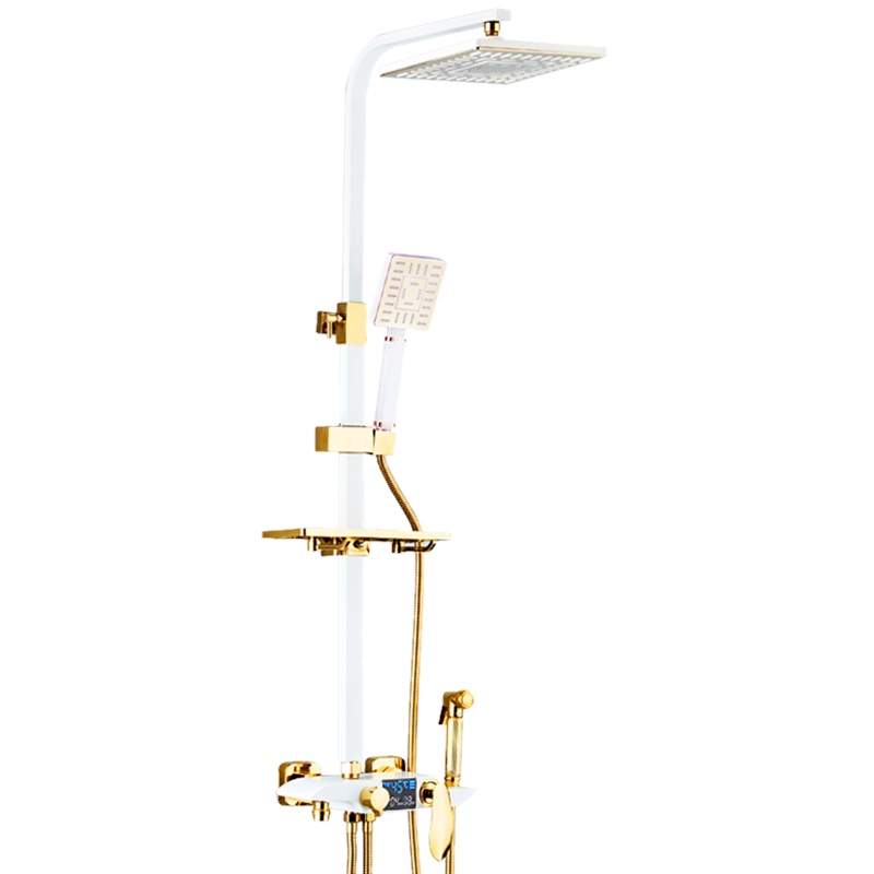 北欧淋浴花洒套装家用卫生间全铜恒温数显浴室增压淋浴器卫浴