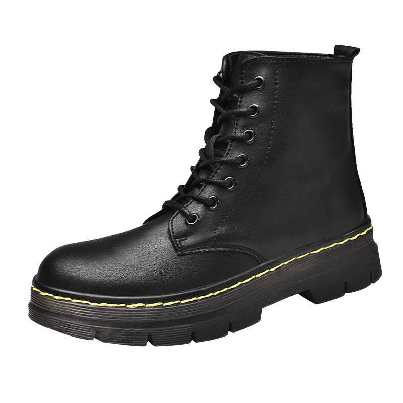 卡帝乐鳄鱼 (CARTELO) 舒适牛皮马丁靴百搭女靴英伦风时尚短靴厚底系带机车靴子 女