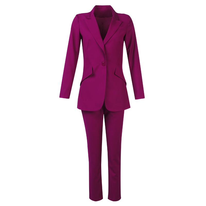 晚白2020新品套装简约纯色西装外套高腰休闲裤西裤职业两件套女