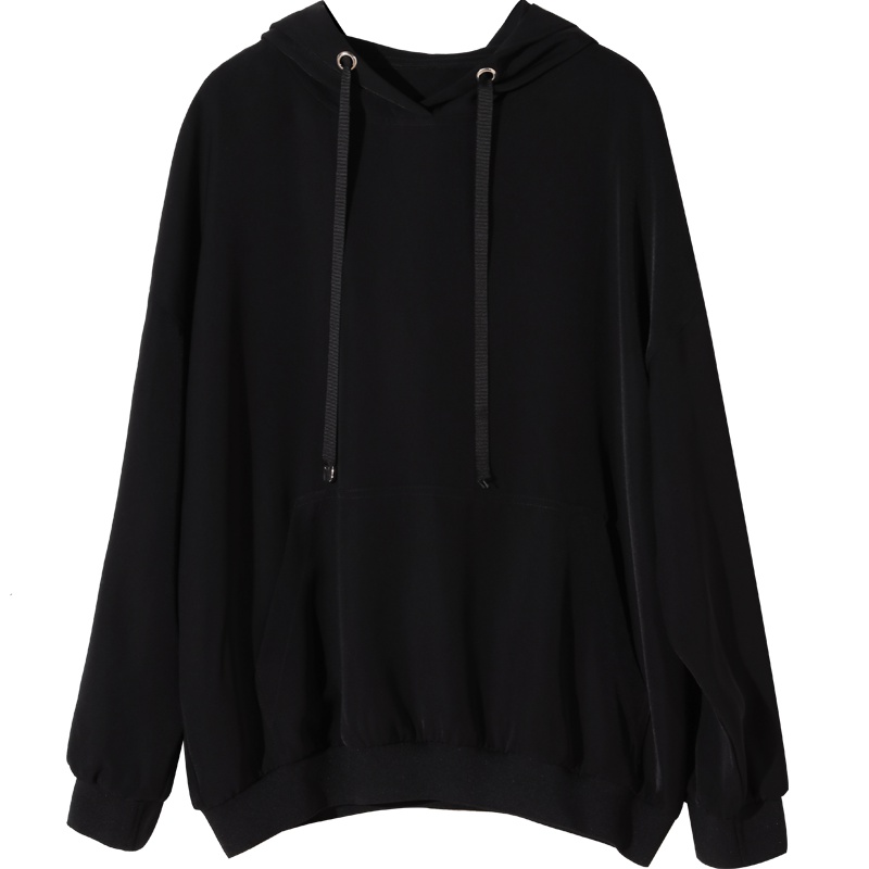 娅丽达女装连帽卫衣女2019秋季新款纯色宽松长袖韩版休闲上衣I7005