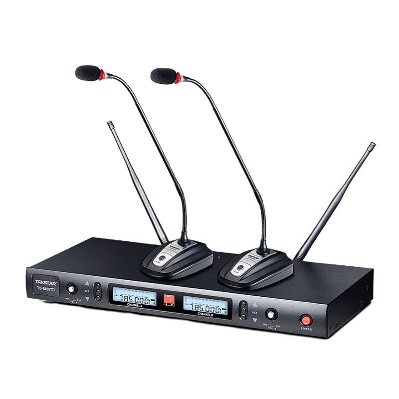 得胜(TAKSTAR)TS-8807TT 一拖二无线麦克风 U段鹅颈式会议无线话筒 主持演讲培训广播专用 黑色