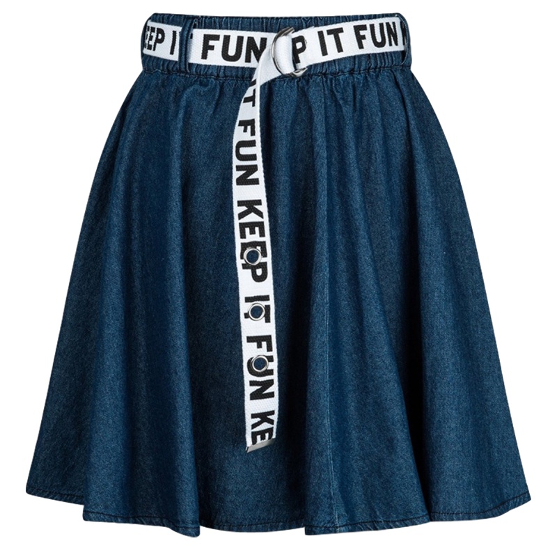 拉夏贝尔超火的半身裙女夏韩版百搭a字牛仔短裙百褶裙裙子