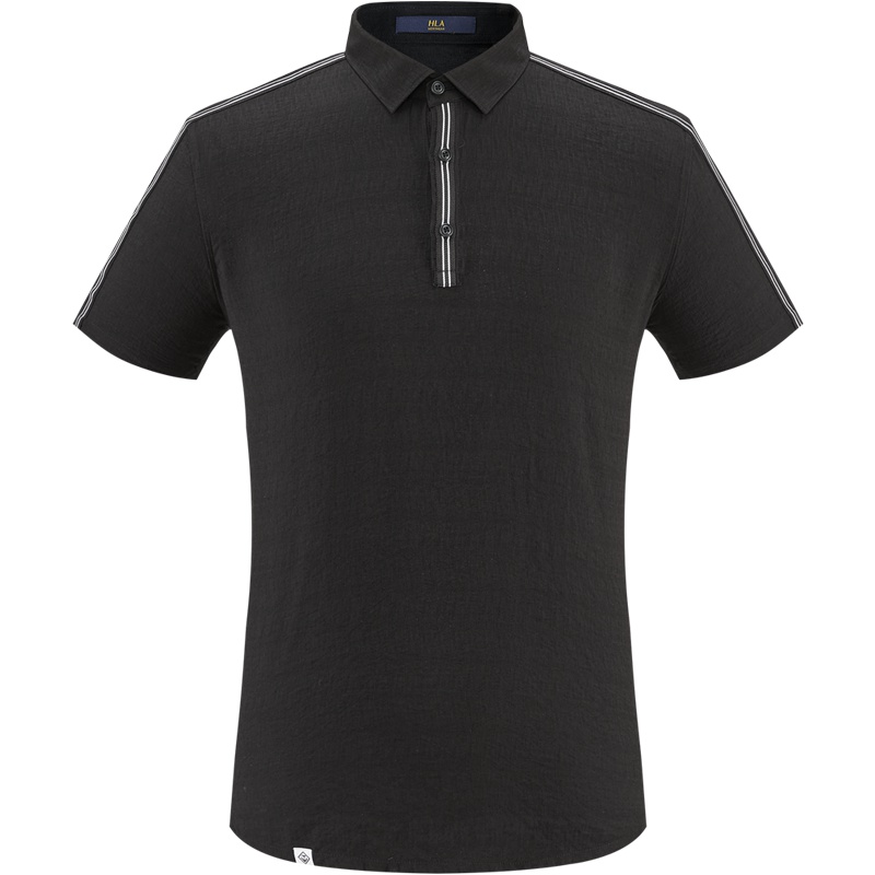 HLA海澜之家净色半开襟休闲上衣2019夏季简约透气休闲上衣男HNZPJ2R008A