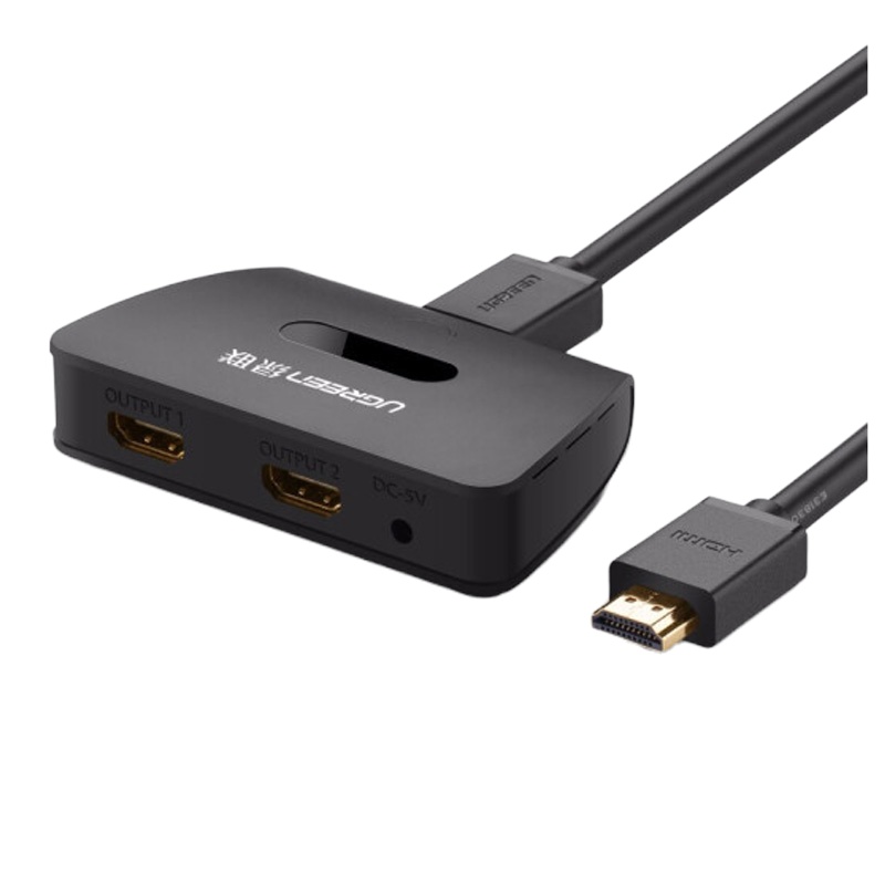 绿联 HDMI分配器一进二出 分屏器 黑色 40207