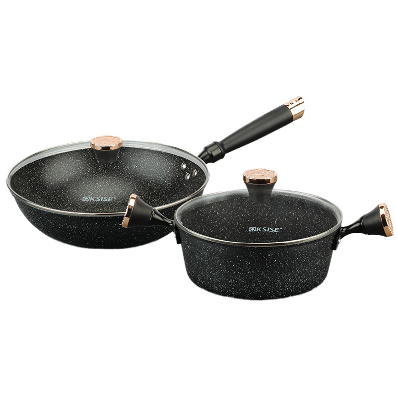 金嫂子皇冠麦饭石不粘锅两件套KST1932DZ炒锅汤锅