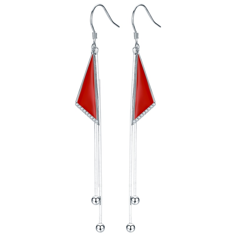 佰色传情流苏耳线耳环925纯银韩国网红气质长款耳坠耳饰