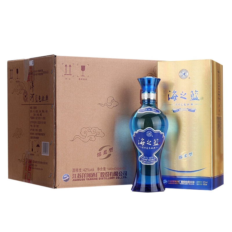 洋河蓝色经典 海之蓝 42度 240ml*6 箱装 浓香型白酒