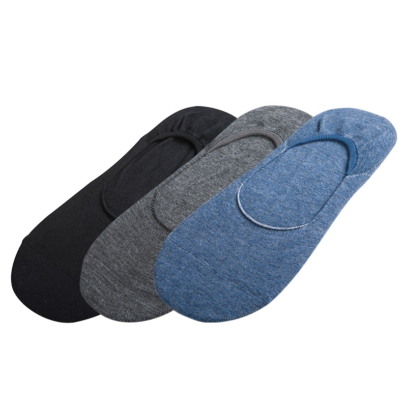 苏宁极物 5双装同色 男士宽脚尖不易滑落隐形吸湿排汗棉袜子短袜船袜