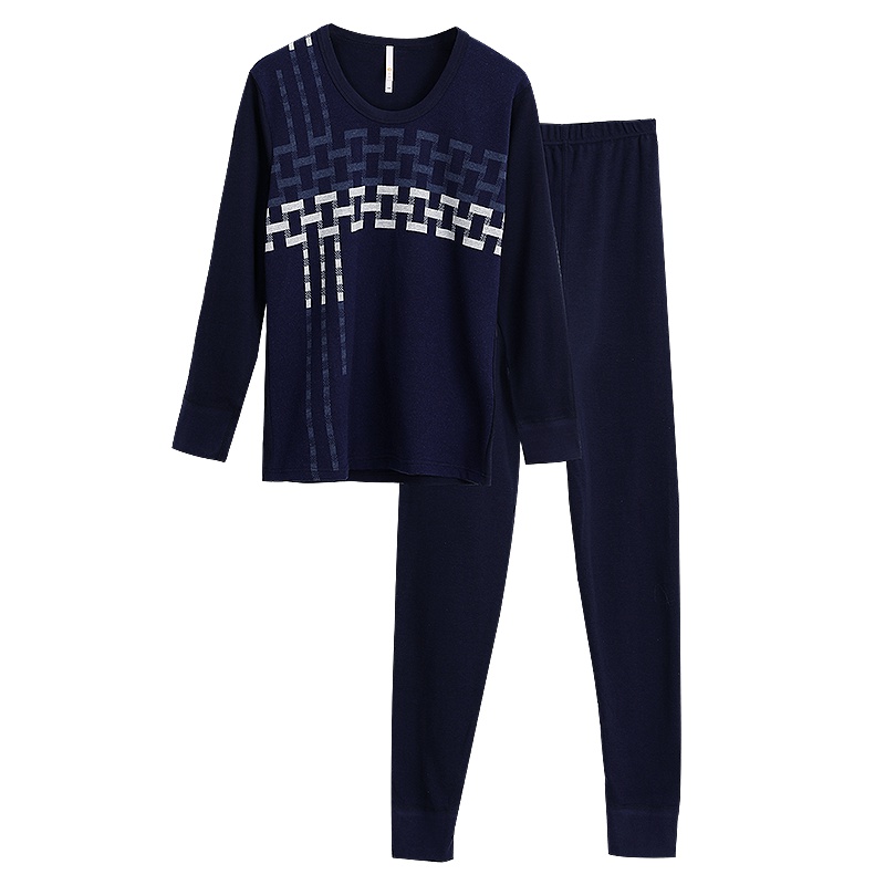 红豆(HODO)色织提花秋衣秋裤男式棉质秋衣秋裤可外穿秋冬男士保暖内衣套装