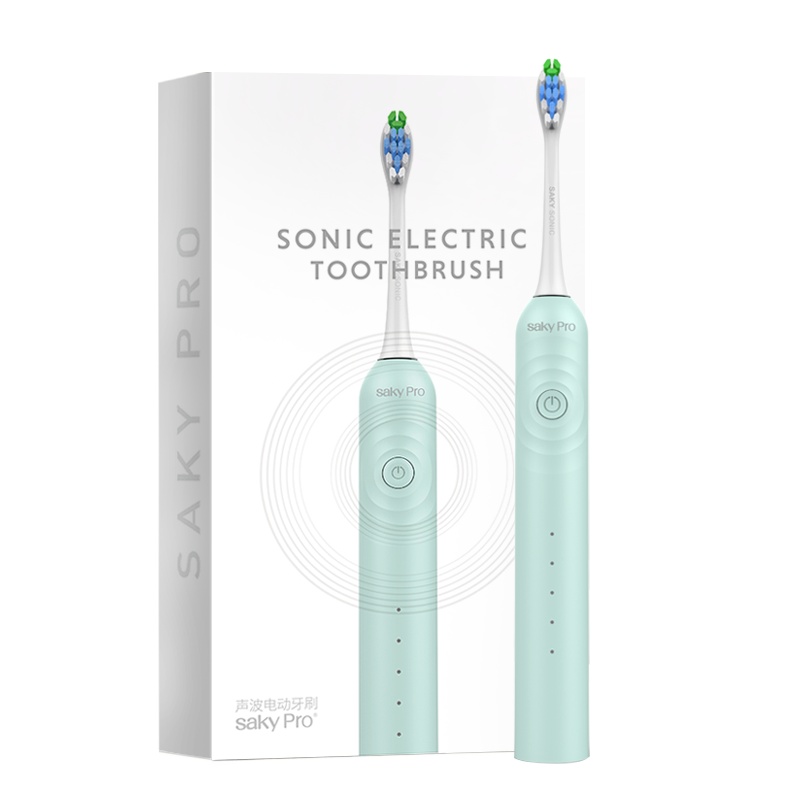 舒客(Saky)刷头套餐电动牙刷G3315绿色无线充电舒克高频超声波震动美白情侣便携防水牙刷