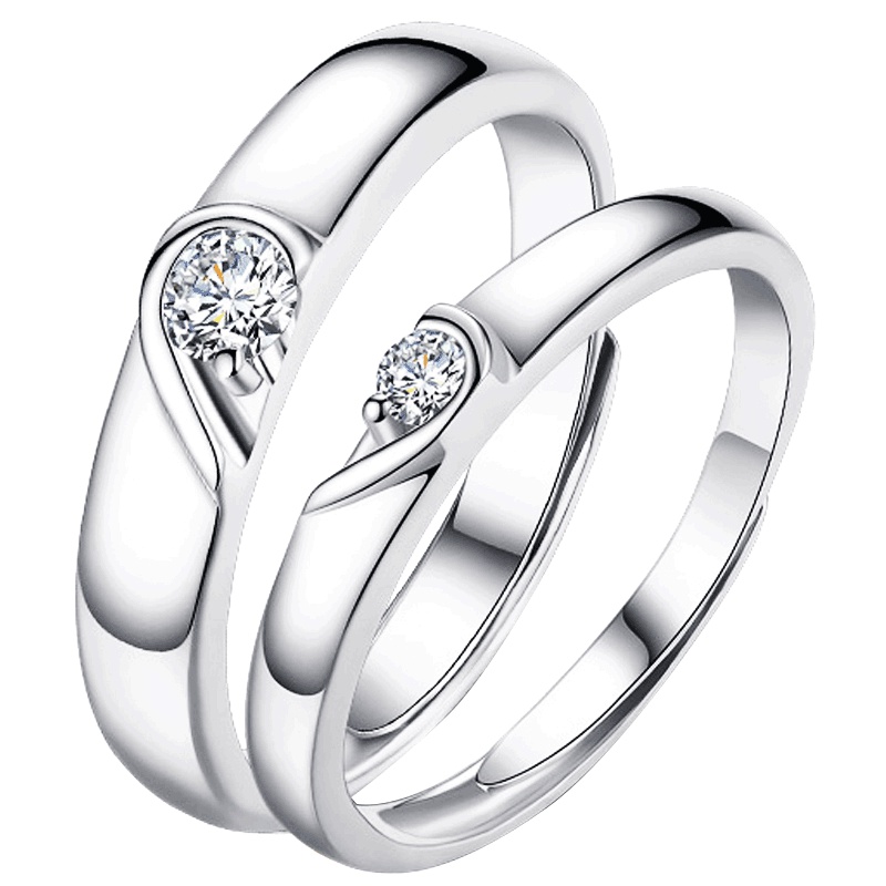 依帝魅s925纯银戒指爱心戒指永结同心情侣对戒二合一戒指定制刻字附鉴定证书送女友生日S925银通用款情人节礼物