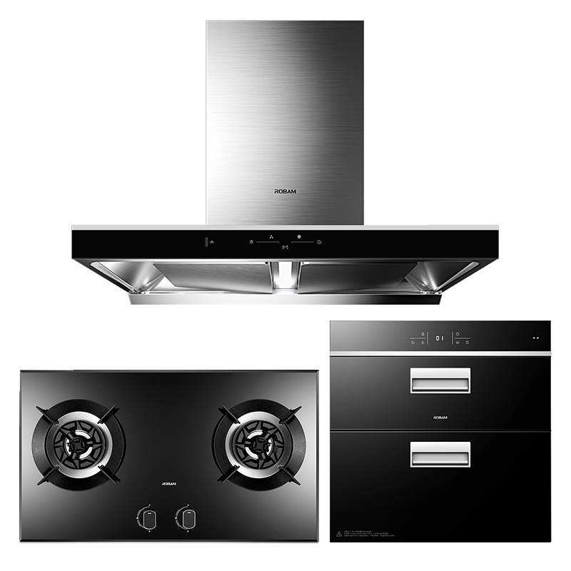 [创新双腔技术]老板(ROBAM)欧式油烟机灶具消毒柜套餐60X2+57B0(天然气)+705 21立方双腔烟灶消套餐