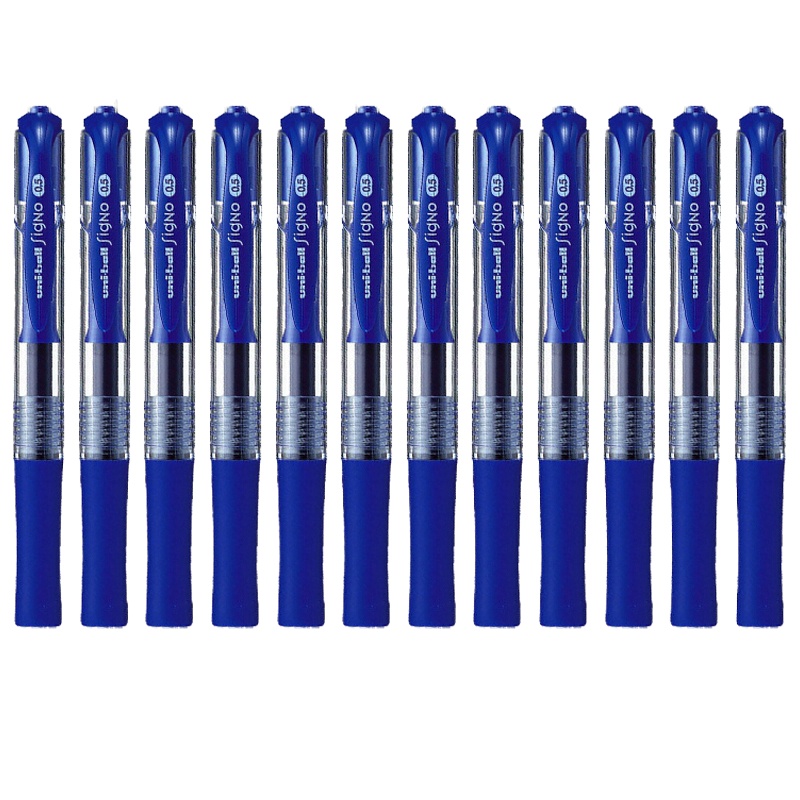 三菱UMN-152中性笔按动式水笔0.55mm摁动按压式学生用学霸笔 蓝色 单支价